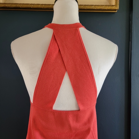 EUC Theory Wellra Flame Crossback Sleeveless Ponte Knit Mini Dress Medium Coral - Picture 9 of 15